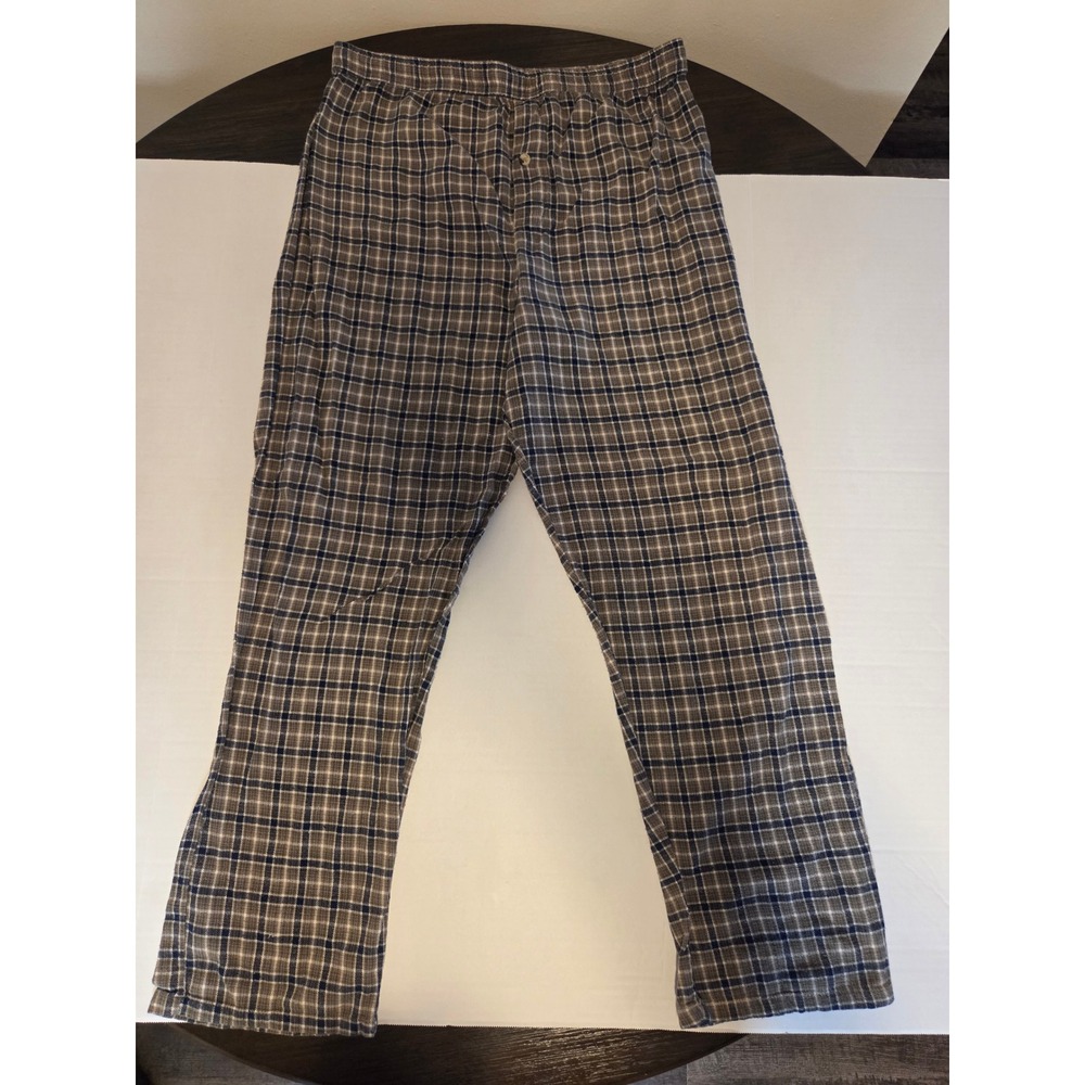 LSD Blues Mens XL Plaid‎ Pajama Pants Blue Brown Cotton Sleepwear Loungewear